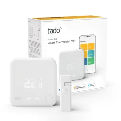 Tado Kit De Démarrage V3+ - Thermostat Intelligent + Bridge Internet -Nuki Magasin 2 tado smart thermostat starter kit device packaging ml