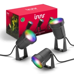 INNR Kit De Démarrage Avec 3 Spots LED Connectés White/couleur Zigbee Et ... -Nuki Magasin 3x spots led connect s de jardin avec alimentation secteur blanc couleur 4