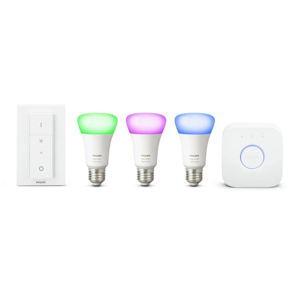 Philips Hue Pont De Connexion + Dim Switch + 3 Ampoules E27 White & Colors 4 Philips Hue Pont De Connexion + Dim Switch + 3 Ampoules E27 White & Colors – Image 2