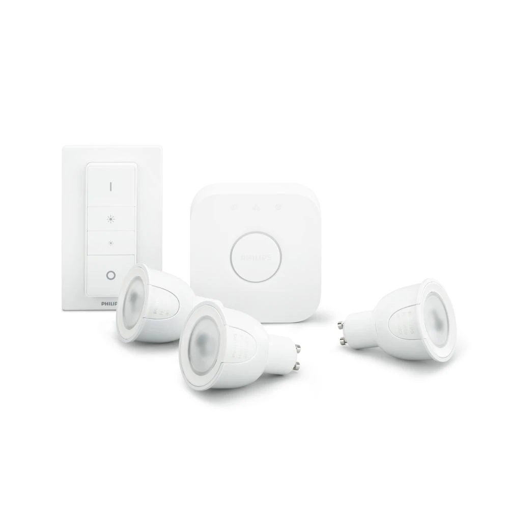 Philips Hue Pont De Connexion + Dim Switch + 3 Spots GU10 White & Colors 3 Philips Hue Pont De Connexion + Dim Switch + 3 Spots GU10 White & Colors – Image 2