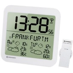 Bresser Horloge Blanche Avec Grand écran LCD Et Prévisions Météos Sur 4 Jo...