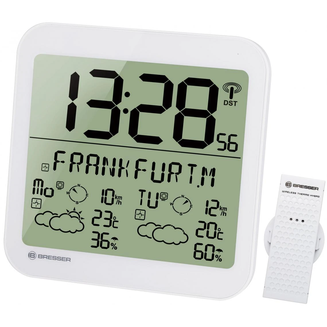 Bresser Horloge Blanche Avec Grand écran LCD Et Prévisions Météos Sur 4 Jo... 3 Bresser Horloge Blanche Avec Grand écran LCD Et Prévisions Météos Sur 4 Jo...