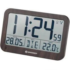 Bresser Horloge Murale Avec Grand écran LCD Et Affichage De Température Coul...