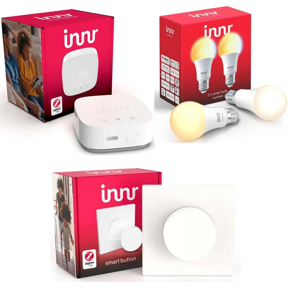 INNR Kit De Démarrage Avec 2 Ampoules Zigbee E27, 1 Bouton Intelligent RC2...