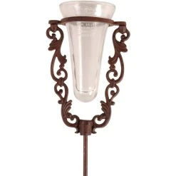 Water In The Garden Pluviomètre De Jardin En Verre Avec Support En Fonte.