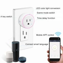 Wewoo Prise Connectée 10A Forme Ronde WiFi 2.4GHz Mini Plug APP Télécomma... -Nuki Magasin prise connectee 10a forme ronde wifi 24ghz mini plug app telecommande timing smart socket fonctionne avec alexa et google home lumiere coloree ac 100 240v us 10551794 27403054 1140x1140