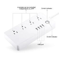 Wewoo Prise Connectée 4 Ports USB + 4 X US Plug Jack Télécommande WiFi Sm... -Nuki Magasin prise connectee 4 ports usb 4 x us plug jack telecommande wifi smart power socket fonctionne avec alexa et google home ac 110 240 v americaine 10551878 27403448 1140x1140