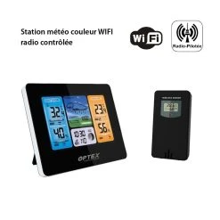 Optex Station Météo Couleur WIFI Radio Contrôlée - Intérieure Extérieu...